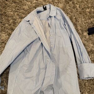 H&M Blue Striped Button-Up Shirt